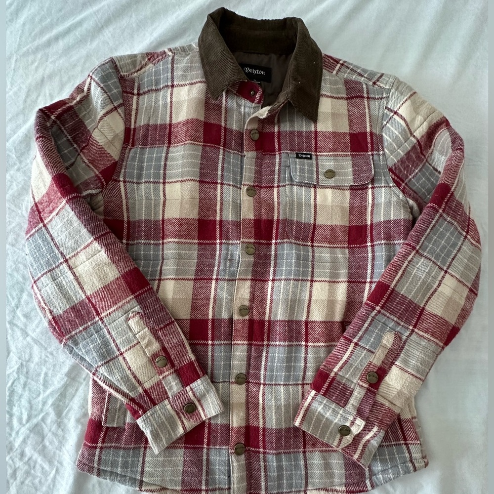 Brixton Red Plaid Flannel jacket with quilted lining. Size Small.